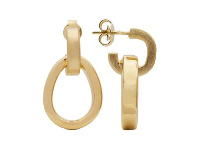 Boucles d'oreilles pendantes  forme poire lisse et satinée, hauteur 25 mm, Or jaune 18k - Image Standard - 1