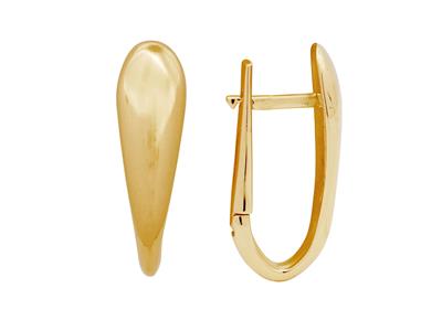 Boucles doreilles forme virgule, hauteur 25 mm, Or jaune 18k