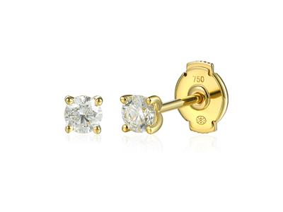 Boucles doreilles solitaire, diamants 0,55ct, Or jaune 18k