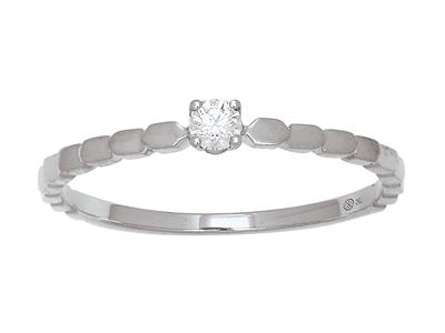 Bague solitaire corps perle, diamant 0,08ct, Or gris 18k, doigt 48 - Image Standard - 1