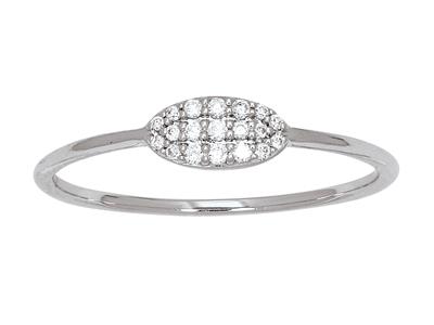 Bague anneau forme ovale diamants 0,08ct, Or gris 18k, doigt 50 - Image Standard - 1