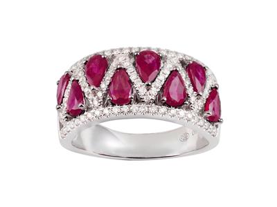 Bague Arlequin 9,50 mm, diamants 0,47ct et rubis 2,14ct, Or gris 18k, doigt 54 - Image Standard - 1