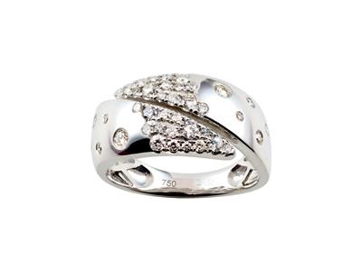 Bague large contrariée 9,50 mm, diamants 0,52ct, Or gris 18k doigt 54 - Image Standard - 1