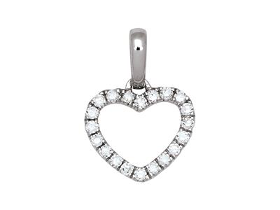 Pendentif Coeur ajouré, diamants 0,12ct, Or gris 18k - Image Standard - 1