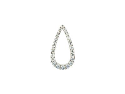 Pendentif forme poire ajouré, hauteur 18 mm, diamants ronds 0,31ct, Or gris 18k