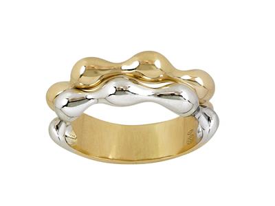 Bague double rang 7,50 mm, Or bicolore 18k, doigt 54 - Image Standard - 1