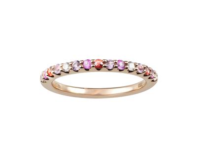 Alliance demi-tour rainbow 2 mm, saphirs roses et oranges 0,30 ct, diamants 0,08ct, Or rose 18k, doigt 50 - Image Standard - 1