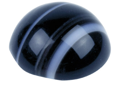 Onyx strié noir et blanc, cabochon rond 8 mm - Image Standard - 1
