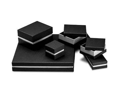 Boîte pour collier, Carton noir avec bande métallique argent - Image Standard - 3