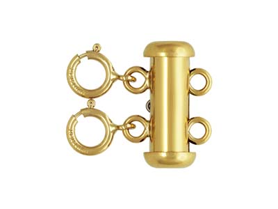 Fermoir 2 rangs, tube avec 2 anneaux ressort, Gold filled - Image Standard - 1