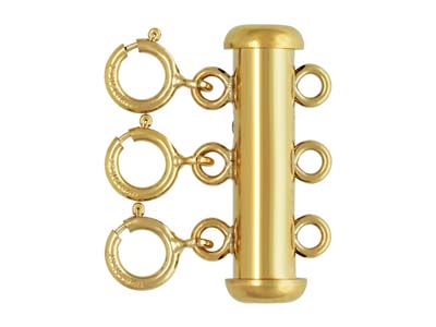 Fermoir 3 rangs, tube avec 3 anneaux ressort, Gold filled - Image Standard - 1