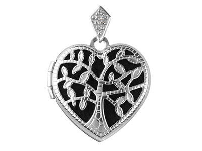 Médaillon ouvrant Coeur avec arbre en filigrane 17 mm, Argent 925 - Image Standard - 1