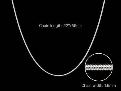Chaîne maille Serpent ronde 1,6 mm, 55 cm, Argent 925 - Image Standard - 3