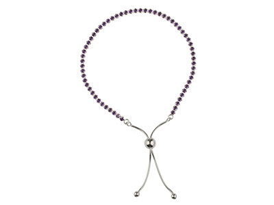 Bracelet Tennis Zircones violets, 24 cm, Argent 925 - Image Standard - 1