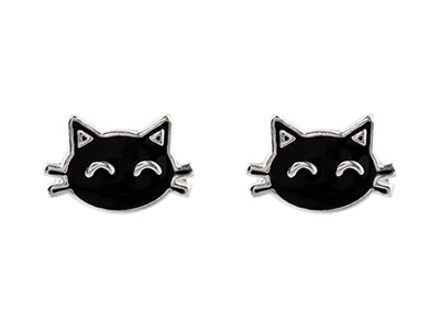 Wveni – boucles d'oreilles chat noir en acrylique, mignon chaton